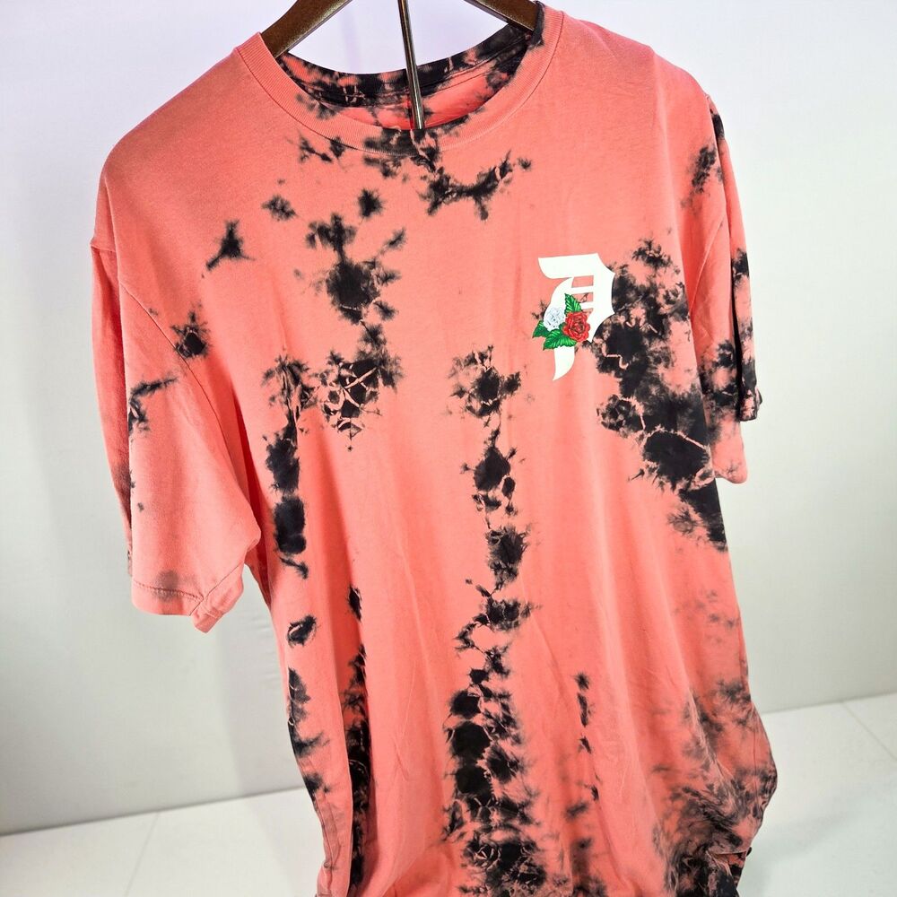 Primitive Dirty P Rose T-Shirt Men’s Large Coral Black Tie Dye Skate Tee